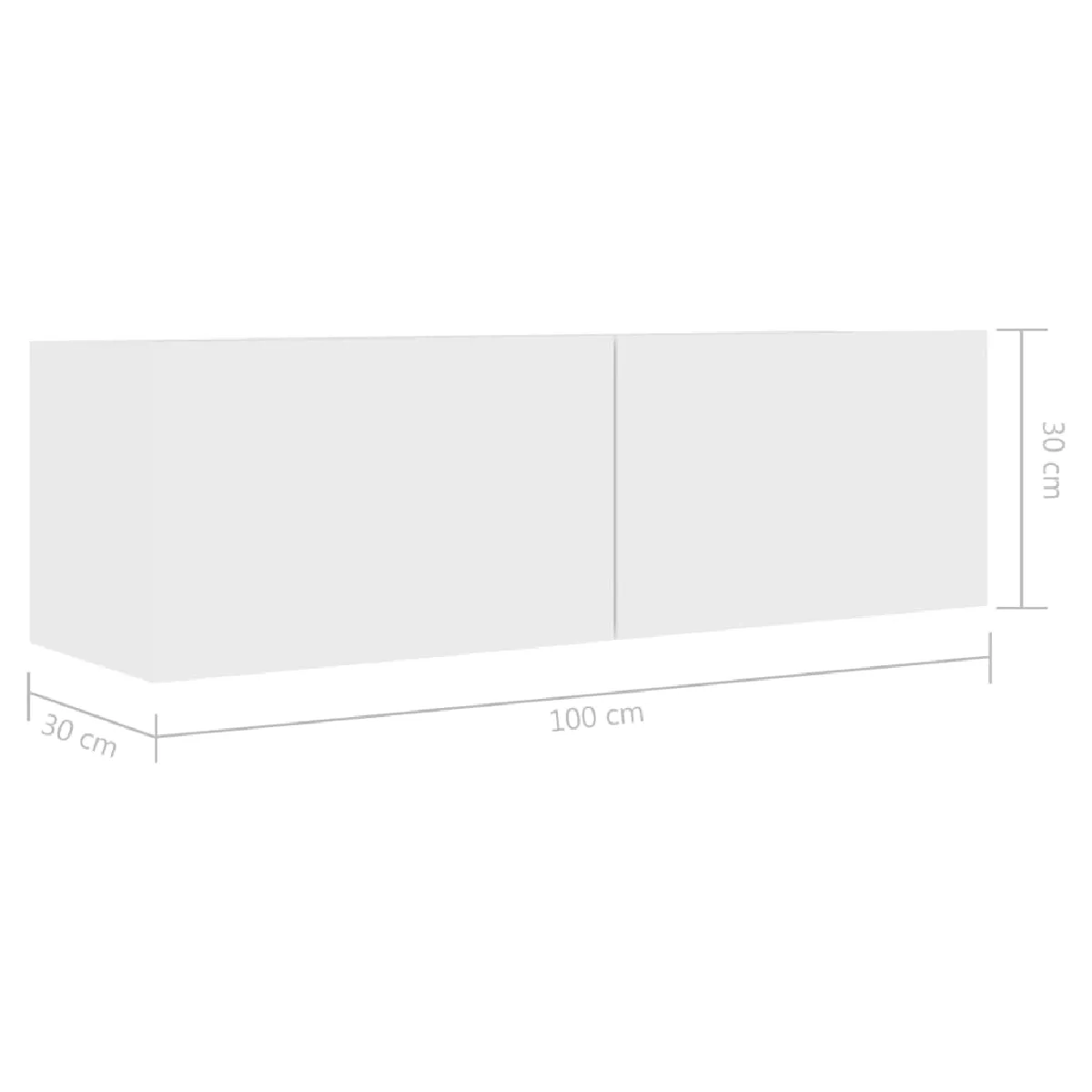 vidaXL Meuble TV mural - Blanc - 100 cm - Bois d'ingénierie