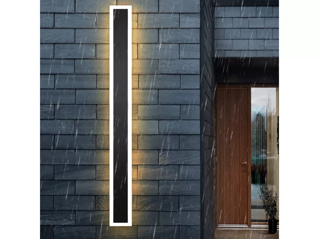 NETTLIFE Applique murale LED Applique extérieure 100 cm Applique murale extérieure noire Longue Villa IP65 Moderne 21 W