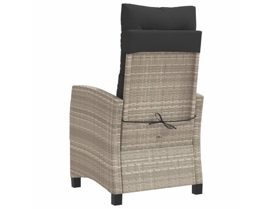 VIDAXL - Chaise inclinable de jardin coussins gris clair résine tress...