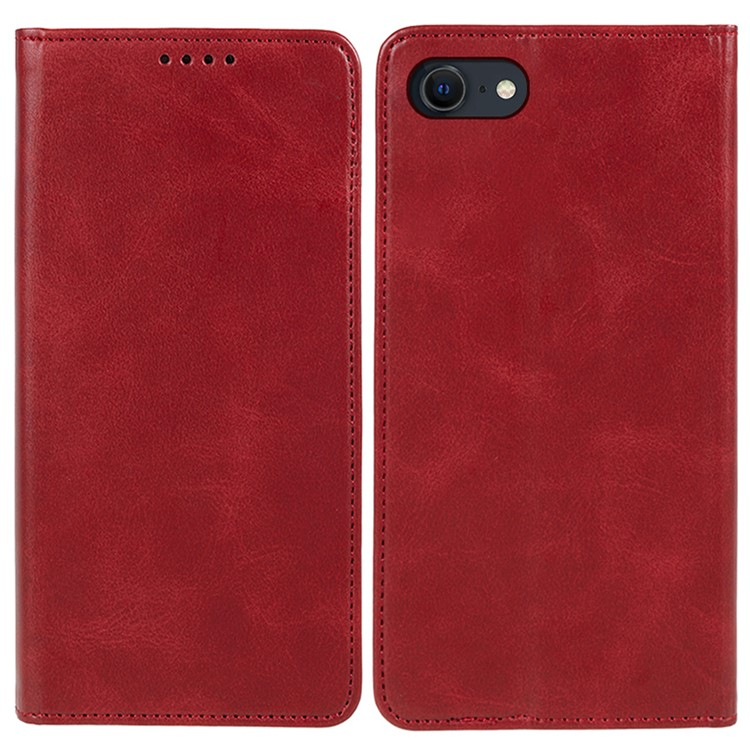 iPhone 16e Leder Tasche Flip Cover mit Kartenfächer im Vintage Look - Rot