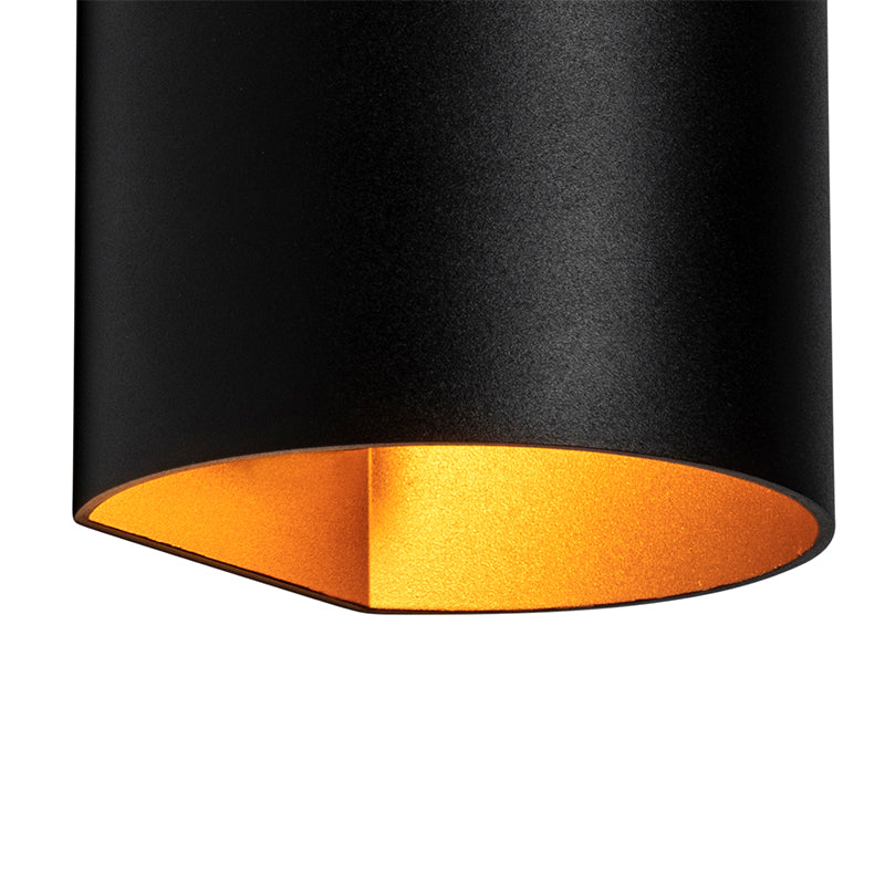QAZQA Moderne wandlamp zwart met messing - Sabbio