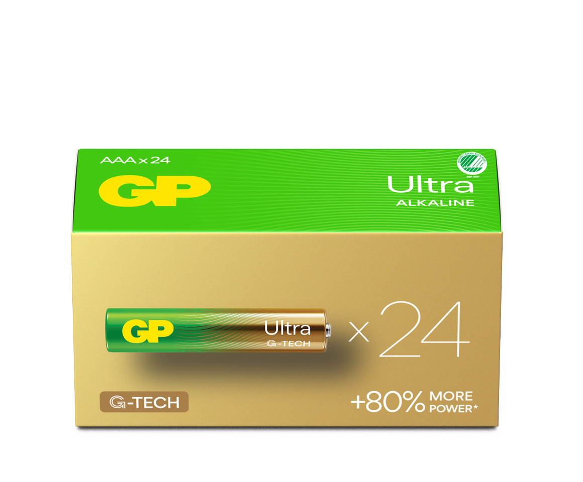 GP - Ultra Alkaline Battery, Size AAA, 24AU/LR03, 1.5V, 24-pack