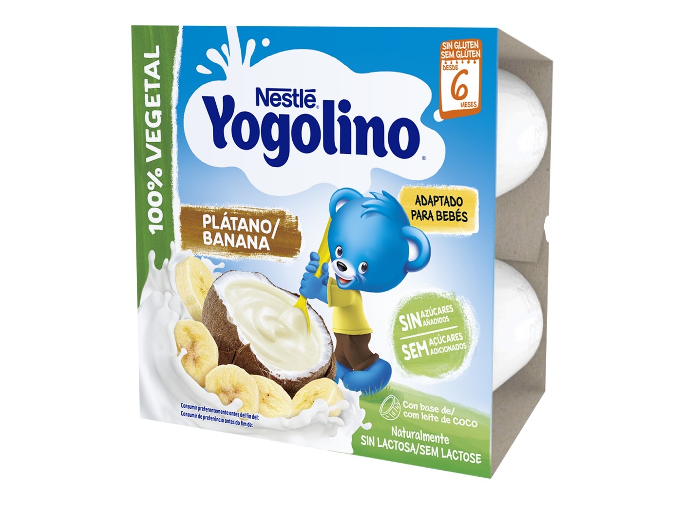 SOBREMESA LÁCTEA NESTLÉ YOGOLINO COCO BANANA 100% VEGETAL 4X90G