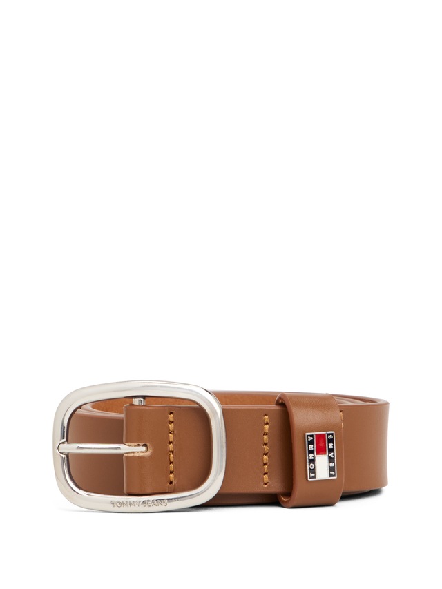 Tommy Jeans Ledergürtel »TJW OVAL 3.0 cm breit«, Ovale Einfachdornschliesse und Logo am Verschluss