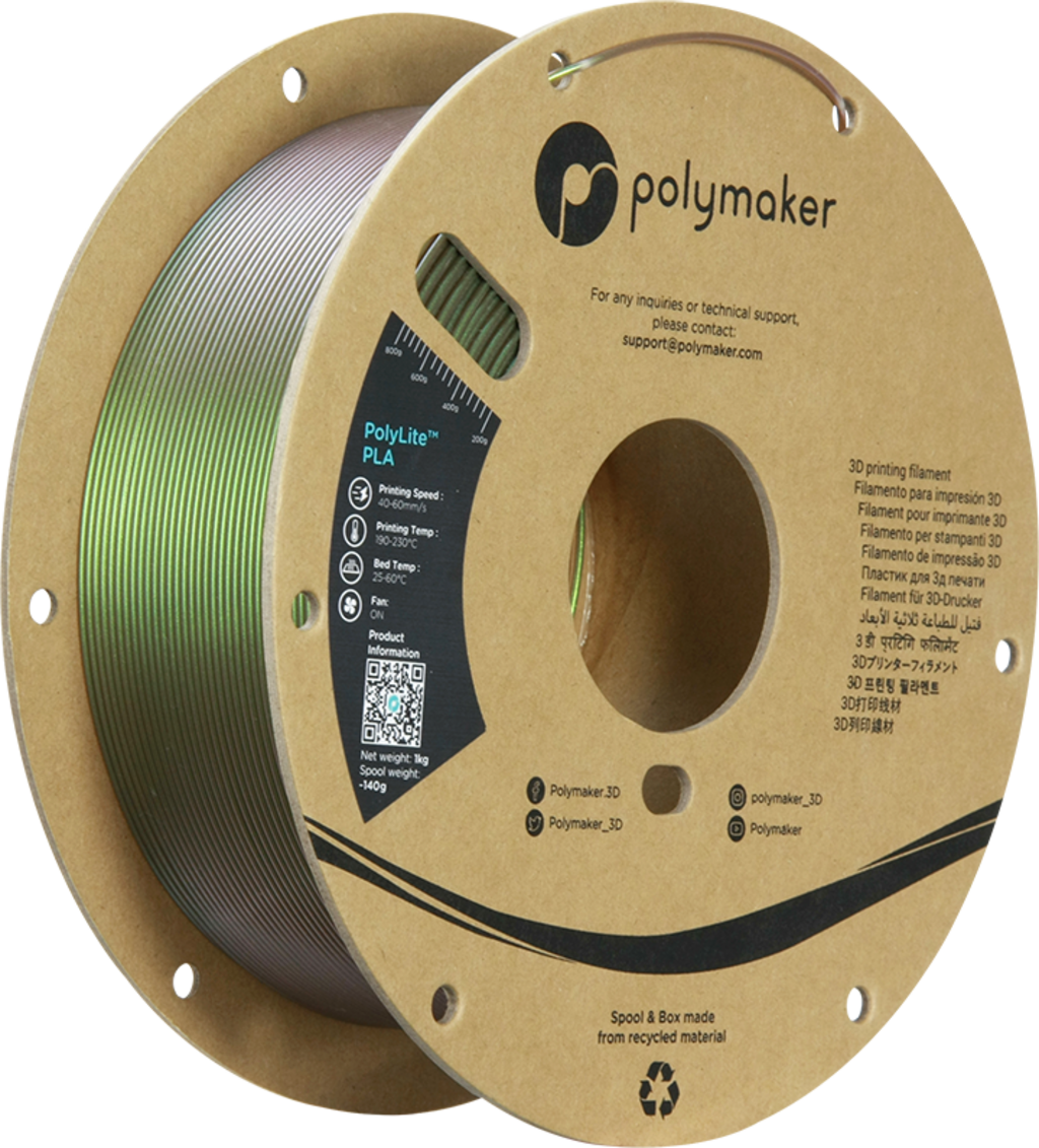 Polymaker  PolyLite PLA Starlight Meteor, 1,75 mm / 1000 g    PLA Filament mit wechselndem Farbeffekt