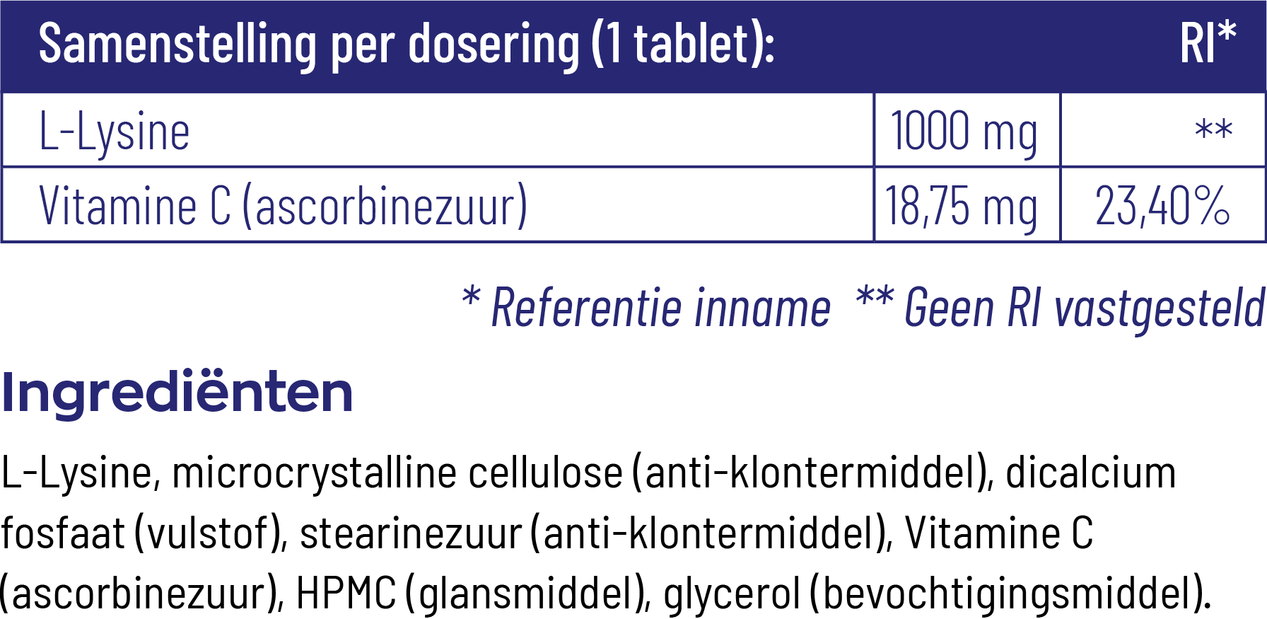 Vitakruid L-Lysine 1000Mg Met Vitamine C (90 tabletten)