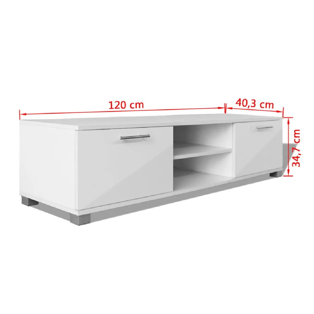 Helloshop26 Meuble TV haute brillance 120 cm - Blanc