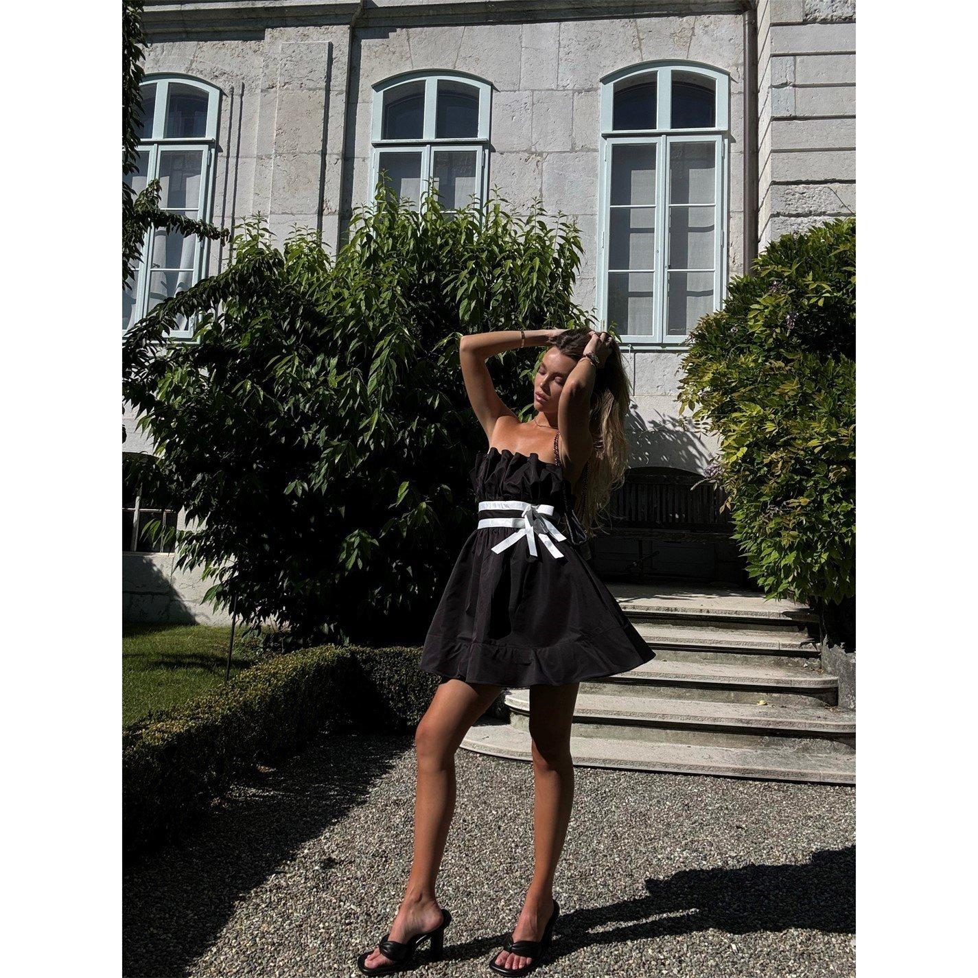 Collective The Label Black Sleeveless Bow Mini Dress