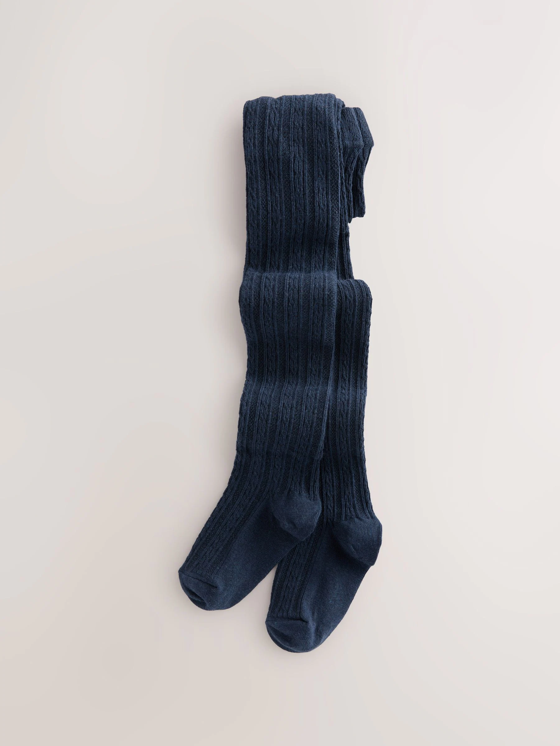 Donkerblauw - Maillot met hoog katoengehalte en kabelpatroon