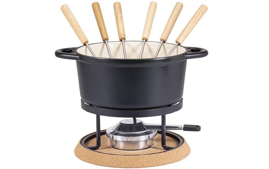 Kadastar Fondue »Nostalgie 9 Teile Schwarz« Holzart: Gummibaum (China)