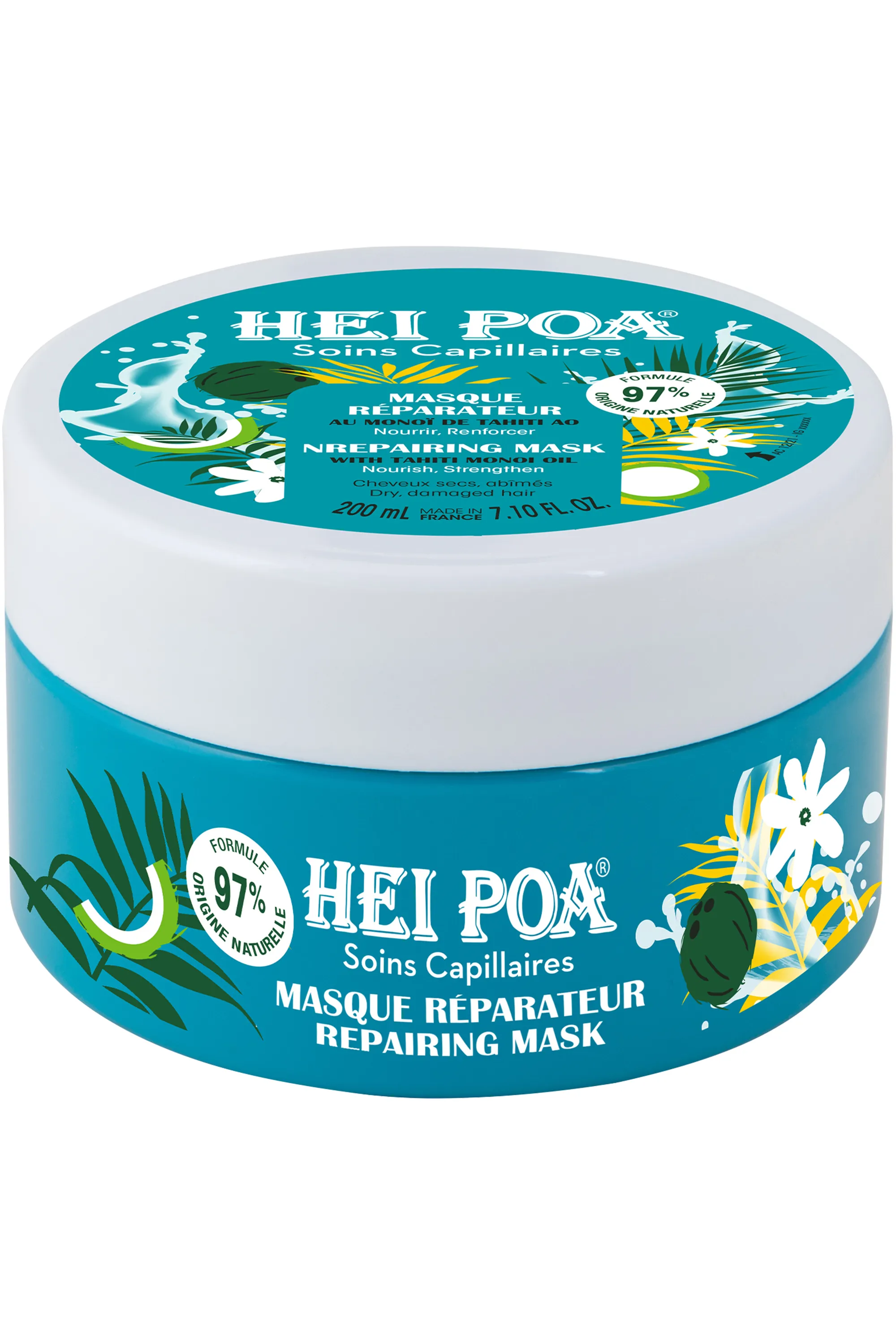 Hei Poa Masque réparateur pour cheveux secs au monoï-200 ml