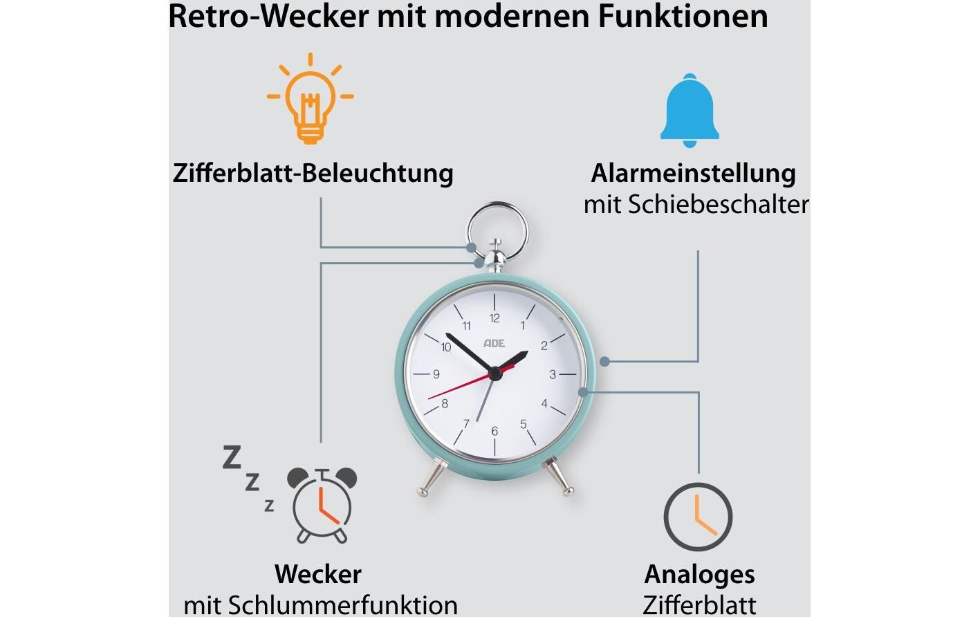 Klassischer Wecker Retro HellblauAnaloger Wecker im nostalgischen Design