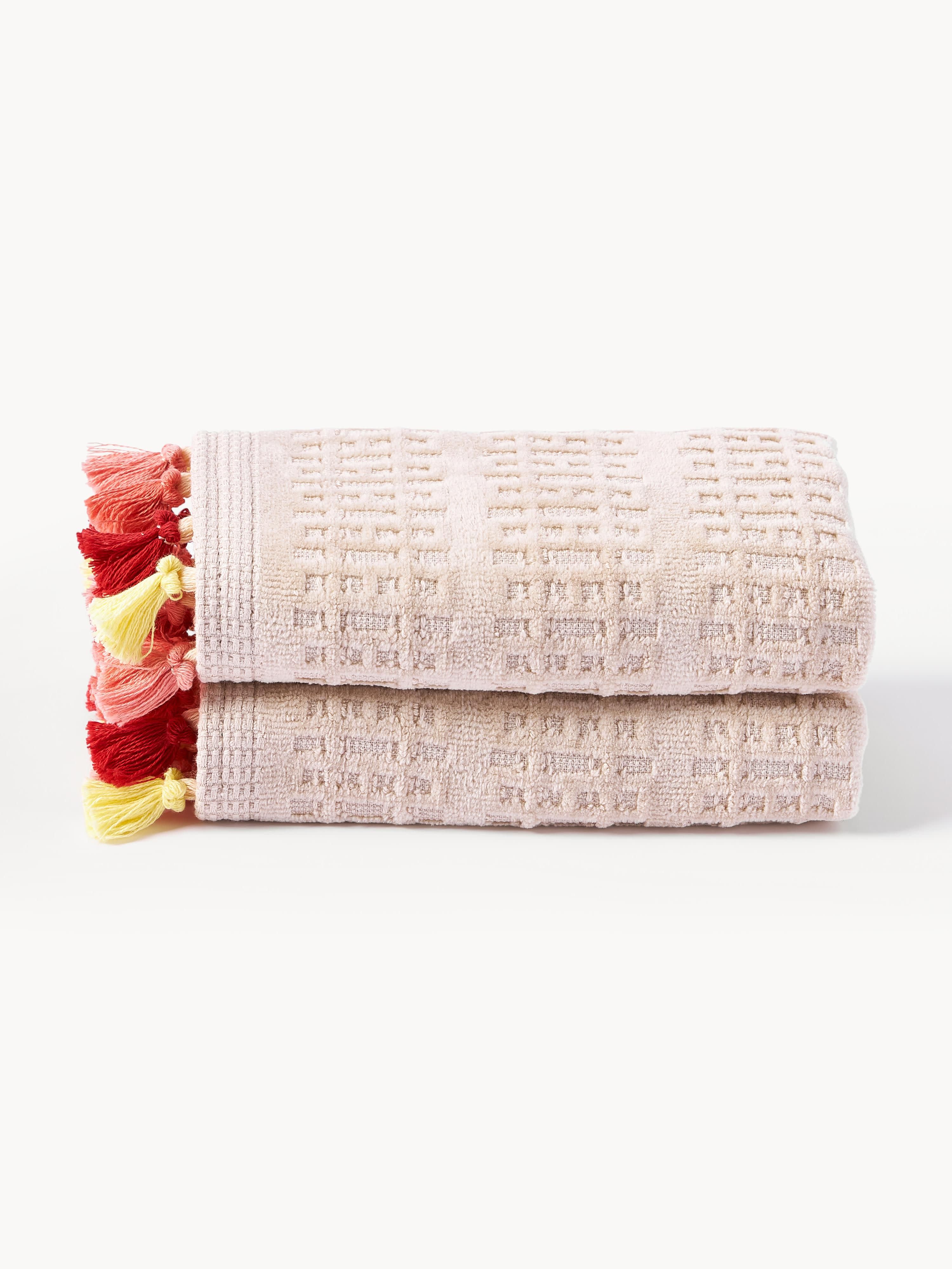 Fluwelen handdoek Tallulah met decoratieve franjes, in verschillende formaten
