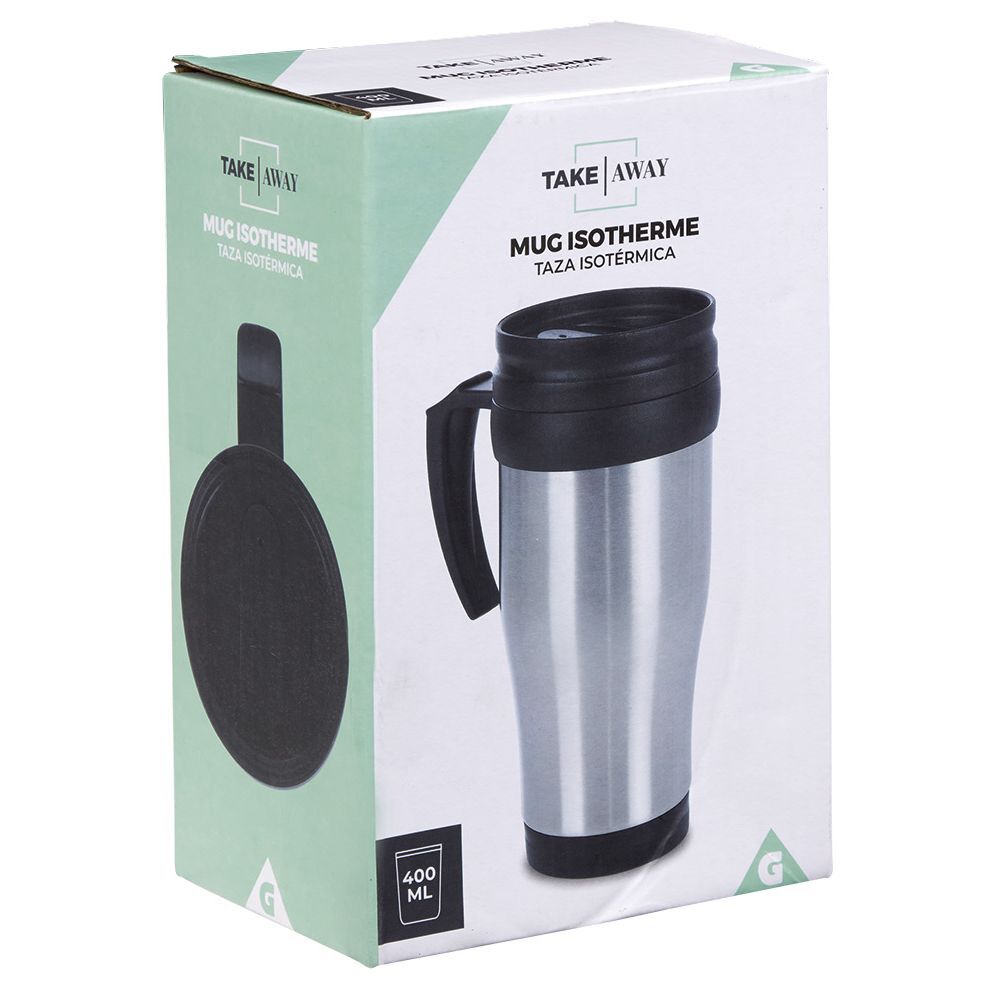 Mug isotherme 400ml gris noir