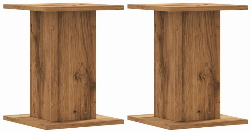 Luidsprekerstandaarden - Artisanaal Eiken - Bewerkte Hout - Set van 2
