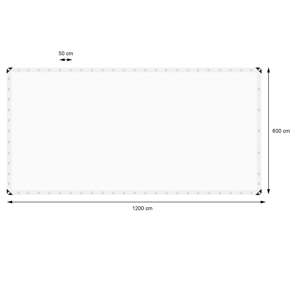 ECD Germany Afdekzeil met ogen, 6x12m, 72m², 260g/m², Wit, Polyethyleen, Schimmelwerend, Waterdicht, Scheurvast, Beschermhoes, Boothoes, Tuinhoes, Houten hoes, Hoes voor tuinmeubelen, Zwembad, Auto