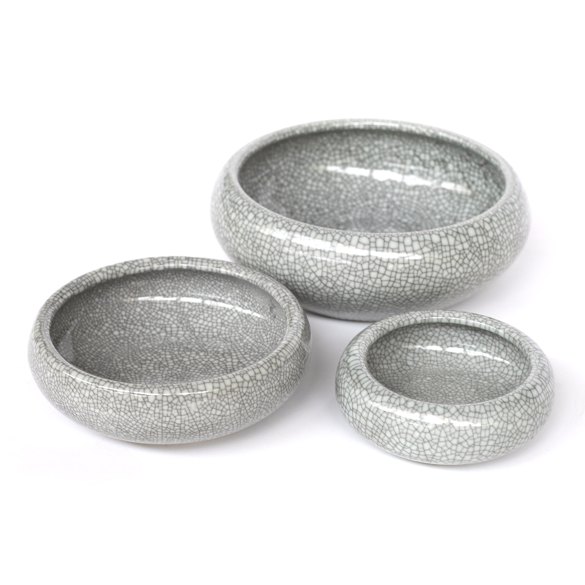 Keramikschale 'Craquelé' L, grau, Ø 22 cm, H 8 cm von fischer's lagerhaus