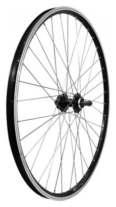 Roue vtt 29  arriere noir pour v-brake et disc moyeu roue libre compatible disc 6 trous (jante double paroi avec oeillets-rayonnage inox)