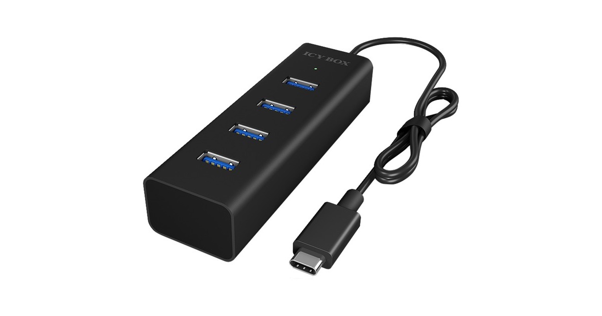 ICY BOXIB-HUB1409-C3 usb-hub  (Zwart, 4x USB-A 3.2 (5 Gbit/s), 1x USB-C 3.2 (5 Gbit/s))