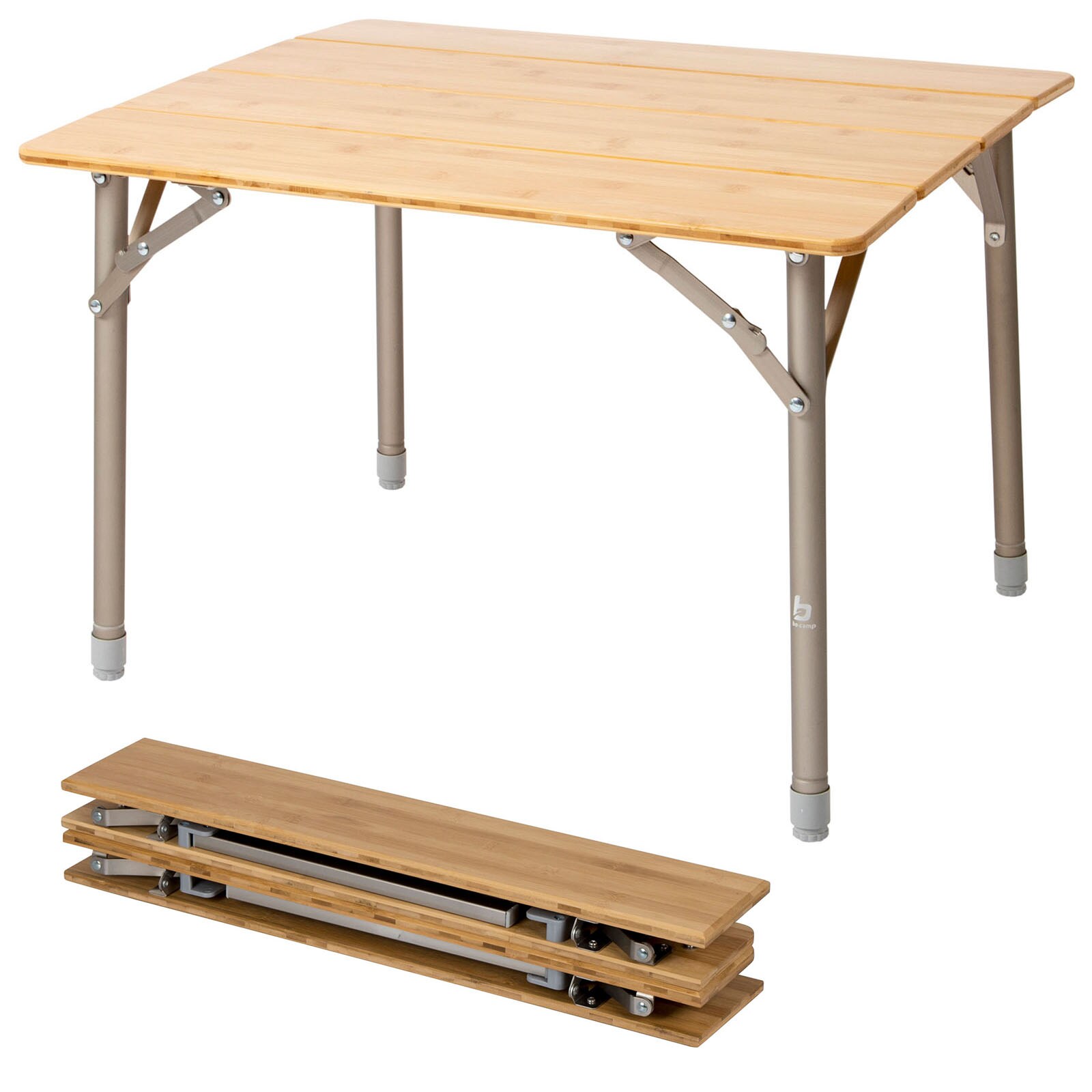 BO-CAMP Camping Gartentisch Klapptisch Falttisch Klappbar verstellbar Alu Bambus Größe: 50 x 65 cm