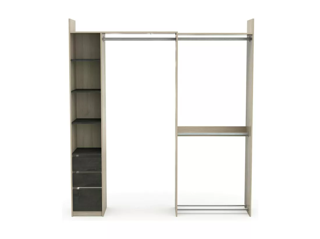 Grande Garde-robe Dshimiz, Meubles de chambre, Penderie de plain-pied, Placard à vêtements, 200x44 h218 cm, Chêne clair