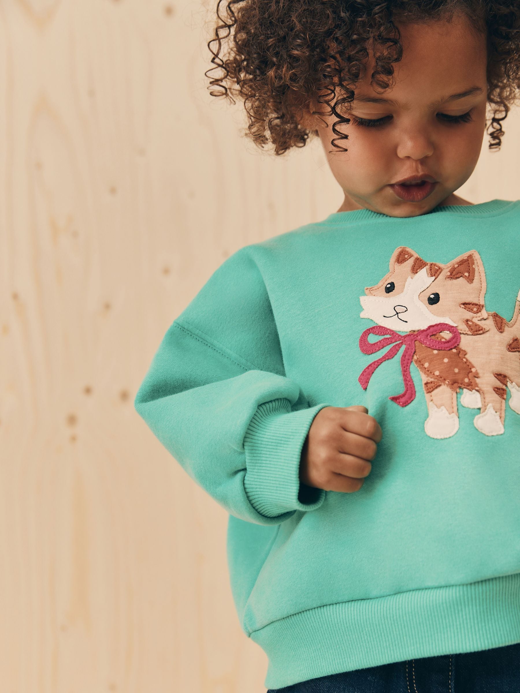 Groene kat - Sweatshirt met ronde hals (3 mnd-7 jr)