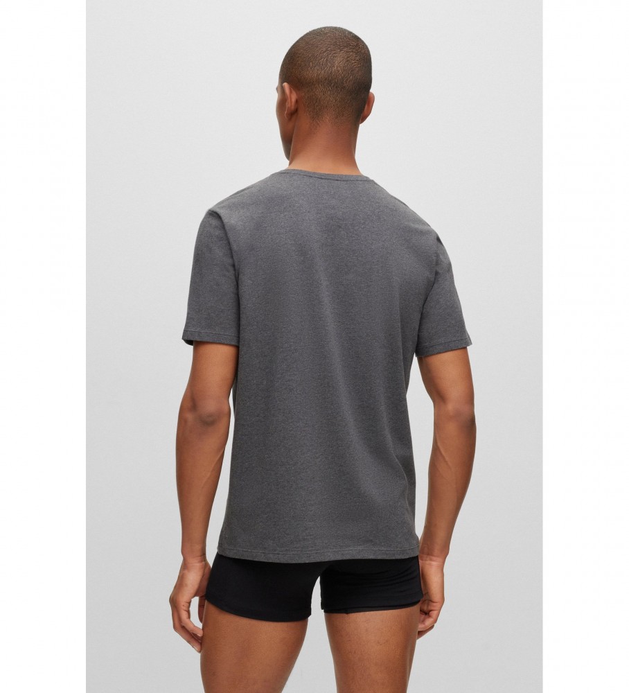 Camiseta BOSS de manga curta com logo no peito, cinza