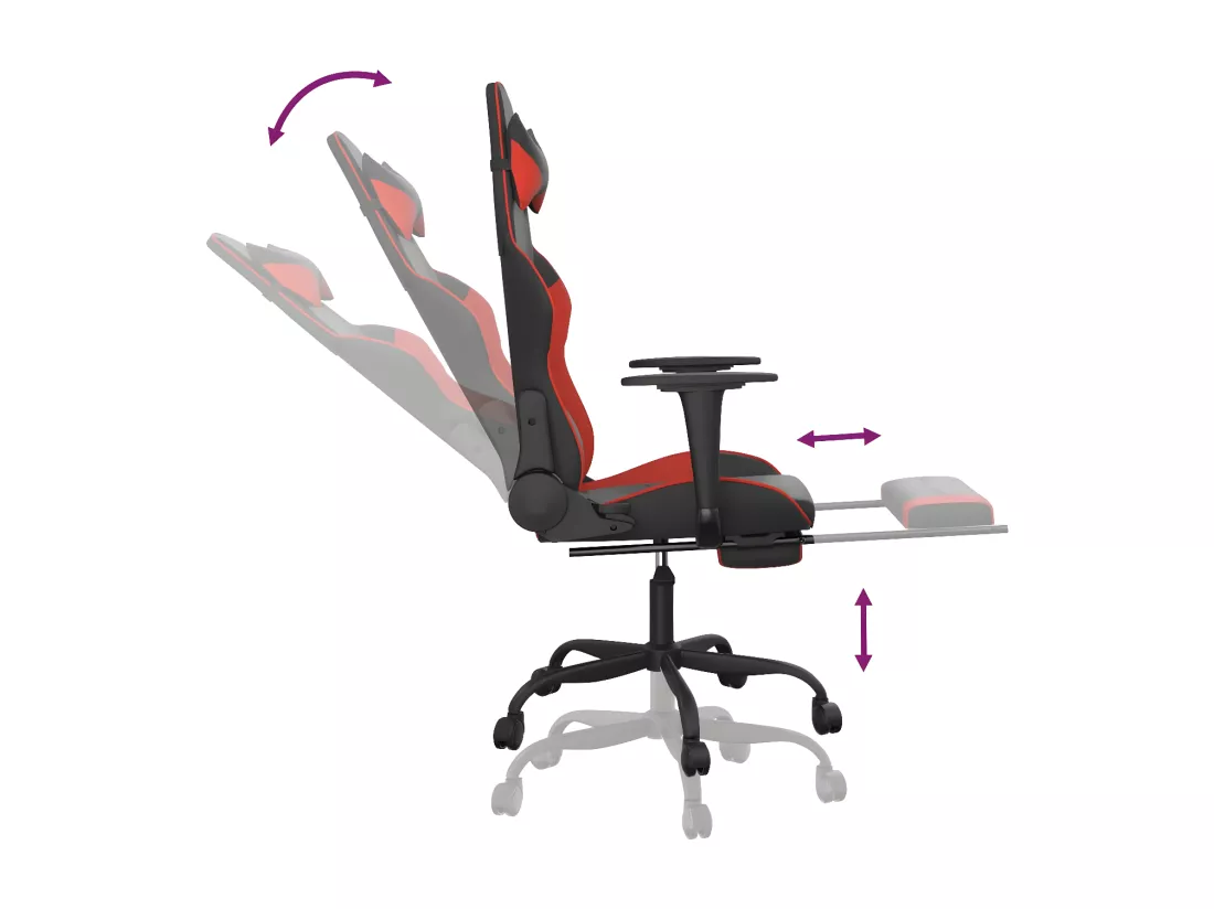 Chaise de jeu de massage avec repose-pied Noir&Rouge Similicuir