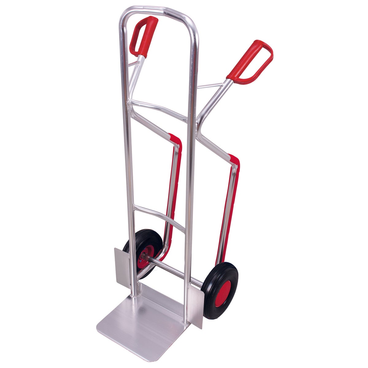 VARIOfit aluminium steekwagen, 200 kg laadvermogen, kunststof glijders met gebogen dwarsbalken, lekvrije banden