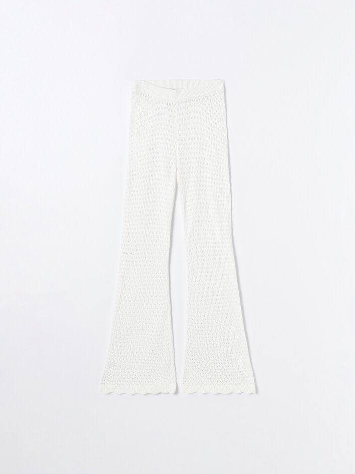 Calças de malha vazada - Branco-sujo
