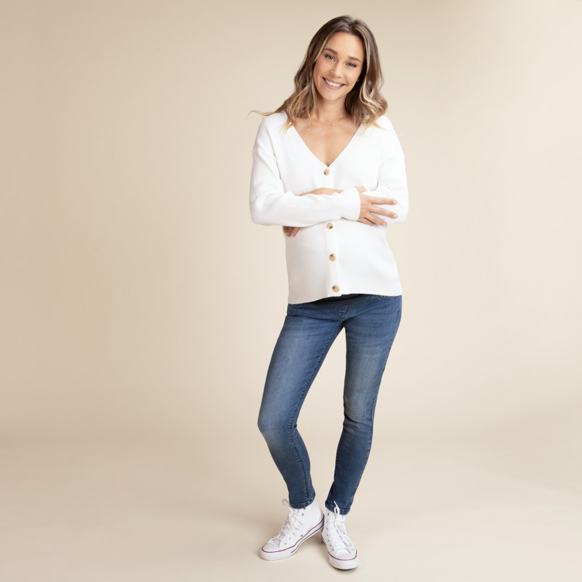 Jean de grossesse coupe slim avec bandeau haut