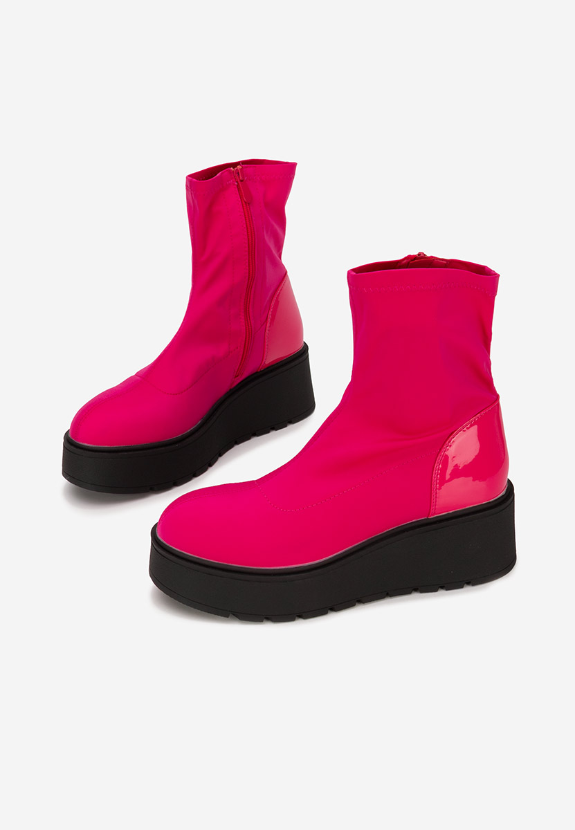 Bottines à plateforme fuchsia Hannah