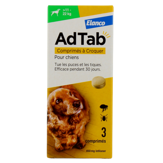 AdTab Chien comprimé anti puces et tiques - Antiparasitaire
