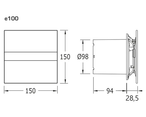 Asinbouwventilator CATA E100 GT Ø 100