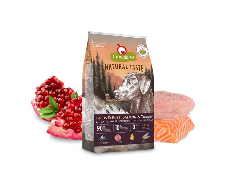 GranataPet Trockenfutter Natural Taste Lachs & Pute 12 kg Alleinfuttermittel für ausgewachsene Hunde