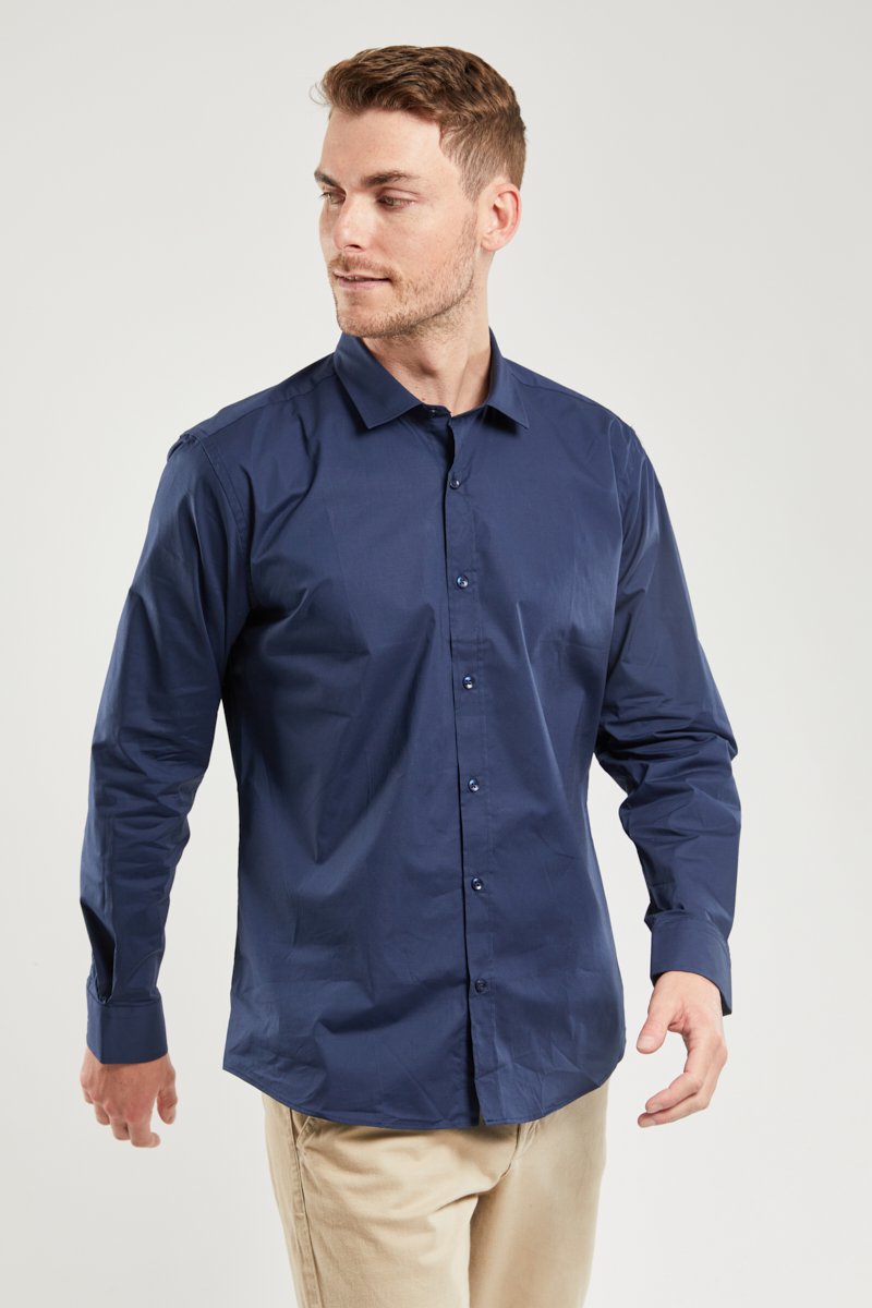 Chemise unie coupe ajustée - coton
