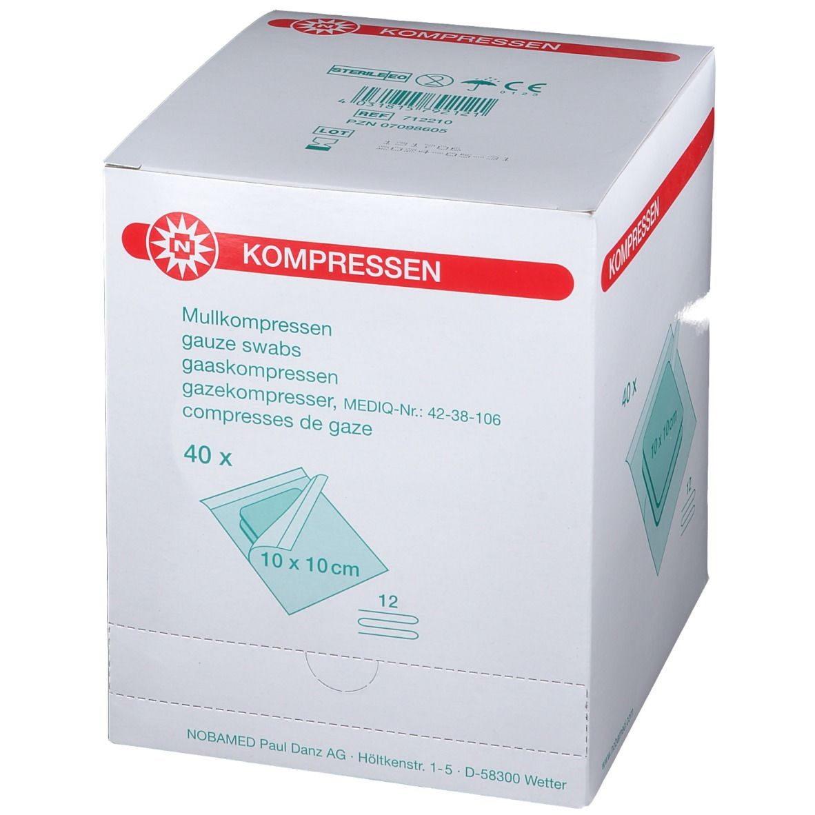 Mullkompresse-steril 12-fach 10 x 10 cm