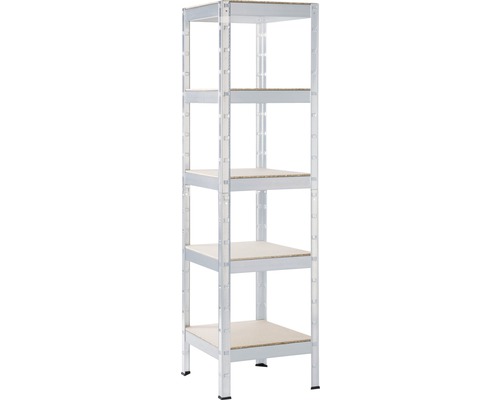 Robuuste boutloze stellingkast Schulte Cube, gegalvaniseerd, 180x45x45 cm, 5 houten legborden, draagvermogen 1000 kg