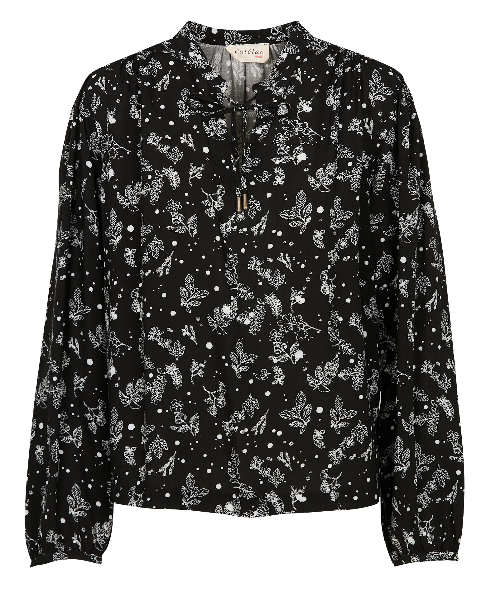 THELMA - Blouse droite à col V | Noir