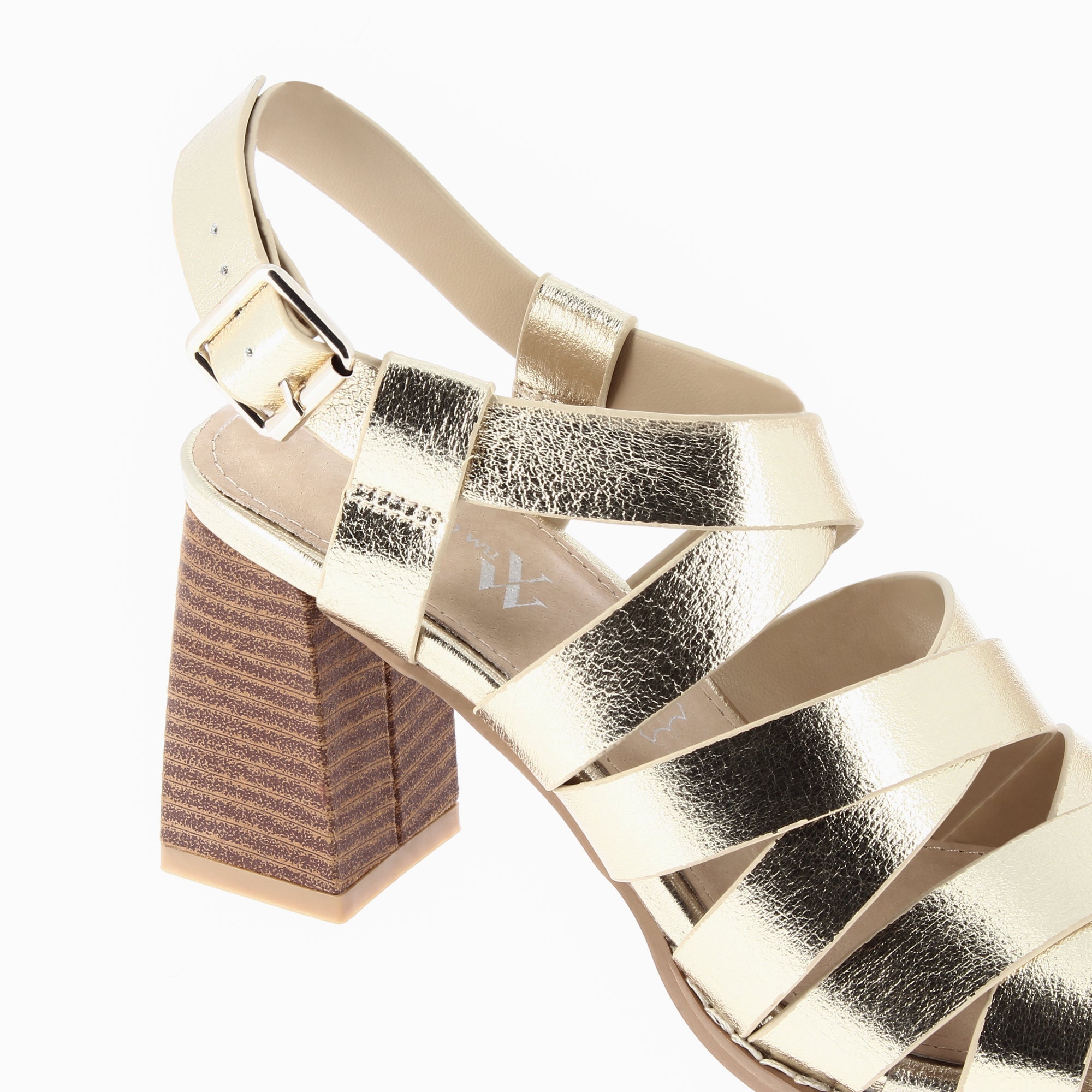 Sandales à talon, Compensées-Sandales Carrie or à multibrides croisées et talon haut