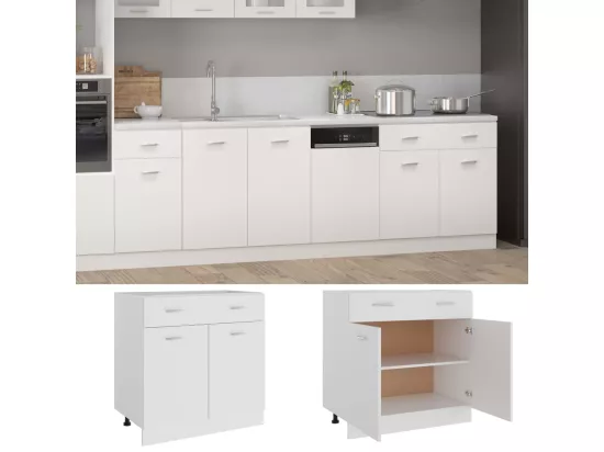 Armoire de plancher à tiroir Blanc 80x46x81,5cm Bois ingénierie