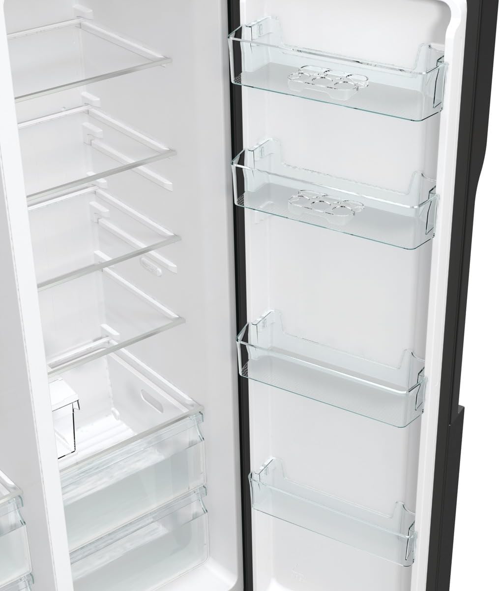 Gorenje NRR9185ESBXL Side by Side Kühl-Gefrierkombination/NoFrost Plus/Inverter Kompressor/Wasser- und Eiswürfelspender/SensoTech / 178,6 cm/Kühlteil 376 l/Gefrierteil 190 l/Schwarz