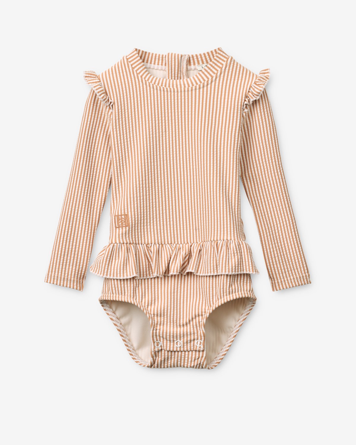 Badedrakt med Armer og Volanger – UV drakt UPF 40+ | Sille Baby Seersucker Swimsuit