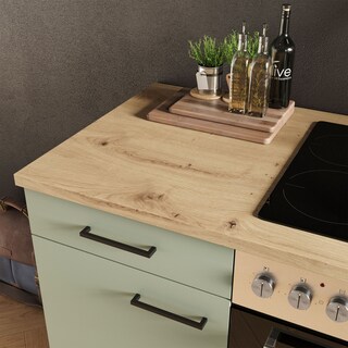Küchenblock Cara Schilfgrün/Artisan Eiche NB 220cm