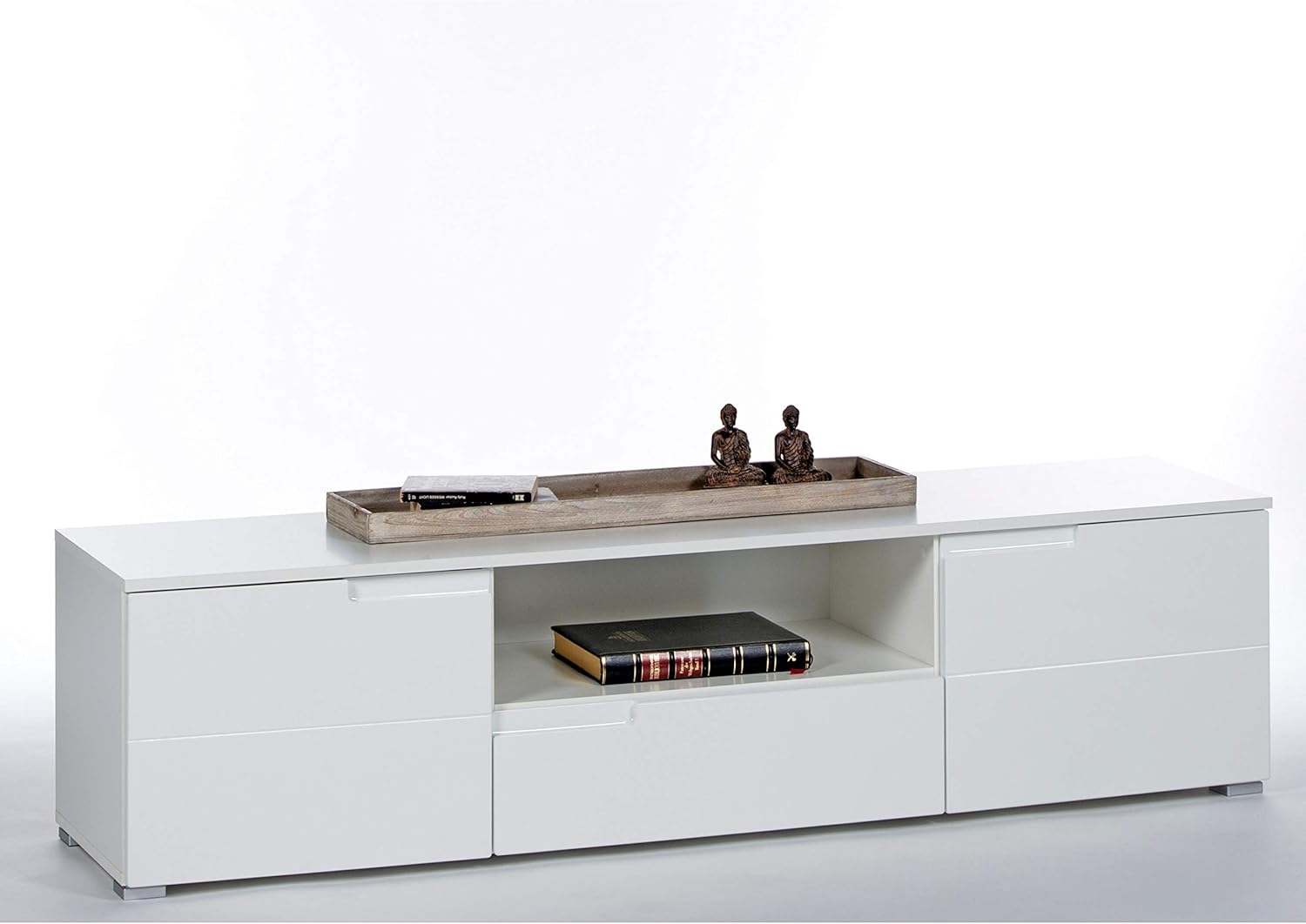 SPICE TV-Lowboard in Hochglanz Weiß - Modernes TV-Board mit viel Stauraum für Ihren Wohnbereich - 165 x 42 x 40 cm (B/H/T)