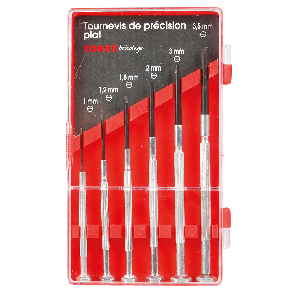 Lot de 6 tournevis plats de précision