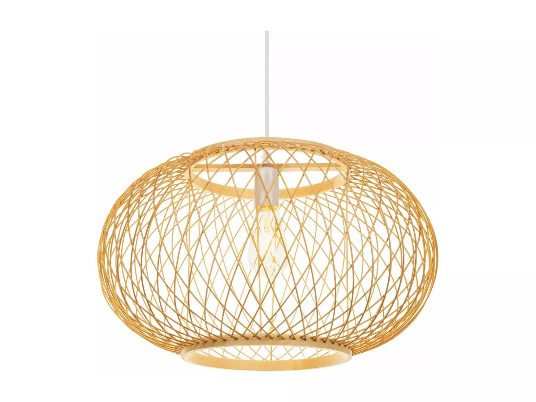 Lustre rotin suspension rotin naturel d35 cm x h22 cm - sphérique