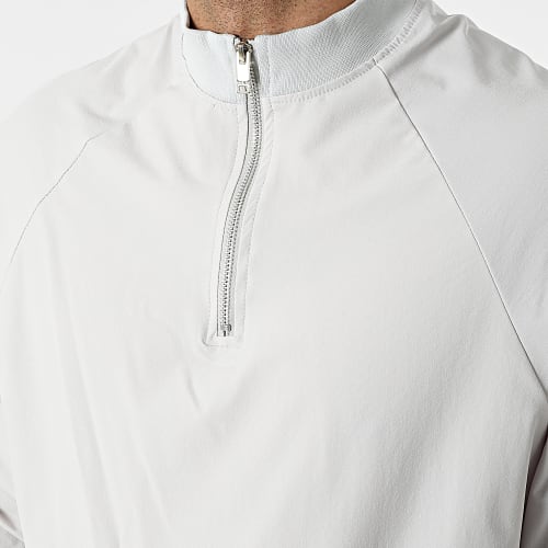 Ensemble Sweat A Col Zippé Et Pantalon Jogging LL497 Gris Clair