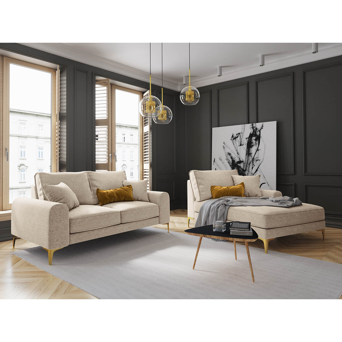 Mazzini Sofas Canapé 2 places Madara beige - 172x102x90 cm