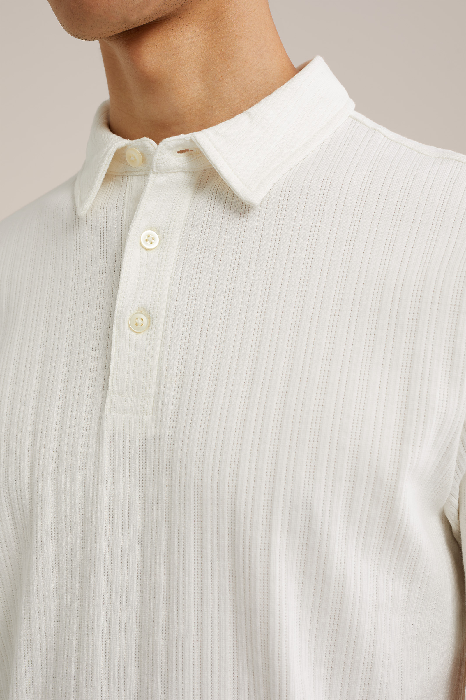 polo met structuur WE Fashion Gebroken wit